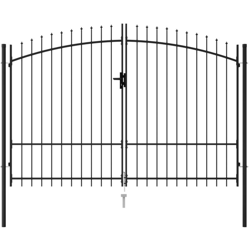 Cancello a Doppia Anta con Punte in Acciaio 3x1,75cm Nero en oferta
