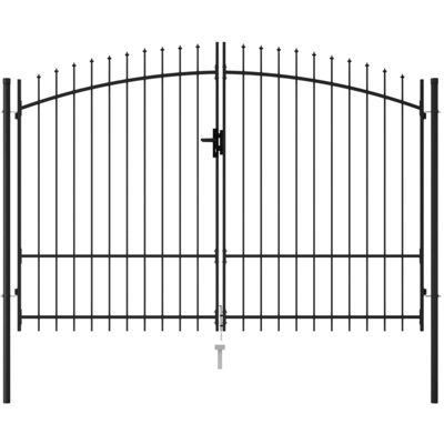 Cancello a Doppia Anta con Punte in Acciaio 3x1,75cm Nero