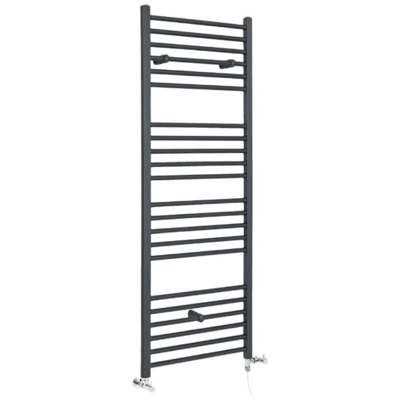 Hudson Reed Artle Scaldasalviette Misto Piatto Moderno - Termoarredo Bagno a Scaletta Antracite - Design Elettrico & Idraulico - 670W - 1600 x 400mm