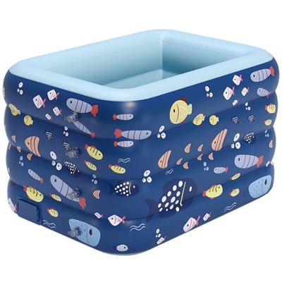 Piscina gonfiabile estiva a 4 strati per bambini Piscina pieghevole per interni ed esterni (1,2 m) - Blu profondo - Bleu de la mer profonde