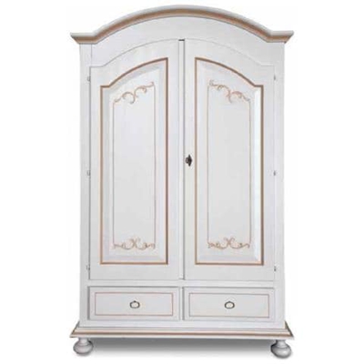 Armadio In Legno Shabby Chic Mod Cipolla Bianco Decorato Filo Nocciola