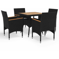 YOUTHUP Set Mobili da Pranzo per Giardino 5 pz Nero Polyrattan e Acacia - Nero precio