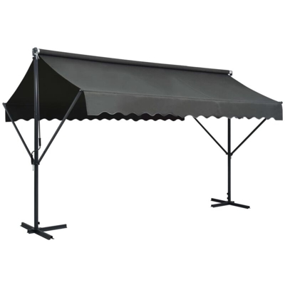 Tenda Parasole con Piedistallo 400x300 cm Antracite - Grigio - Vidaxl