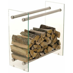 Portalegna per camino DACIO in vetro chiaro Acciaio inox 35x80x80 cm en oferta