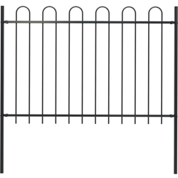 Recinzione Giardino con Punta Tonda in Acciaio 1,7x1,2m Nera - Nero - Youthup en oferta