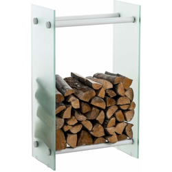 CLP - Portalegna per Camino Dacio in vetro satinato Bianco 35x80x150 cm en oferta