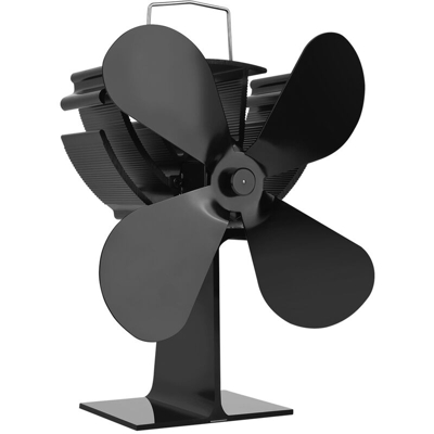 Asupermall - 4 pale caldo freddo Ventilatore per stufa a doppio uso Ventilatore per camino alimentato a calore Risparmio carburante Silenziatore