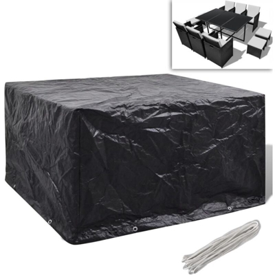 vidaXL Telo di copertura per mobili in polirattan con 8 occhielli 172 x 113cm - Nero