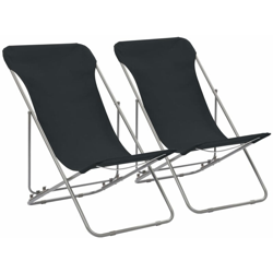 Asupermall - Sedie da Spiaggia Pieghevoli 2 pz Acciaio e Tessuto Oxford Nero características