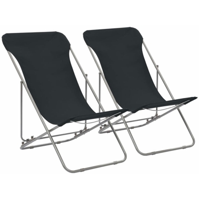 Asupermall - Sedie da Spiaggia Pieghevoli 2 pz Acciaio e Tessuto Oxford Nero