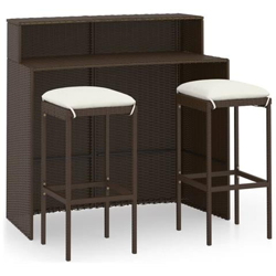 Set Bar Da Giardino 3 Pz Con Cuscini Marrone precio