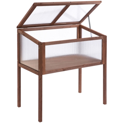 Mini Serra da Giardino in Legno e Policarbonato con Tetto Apribile - Outsunny