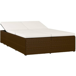 Lettino Prendisole Trasformabile con Cuscino Polyrattan Marrone - Marrone - Vidaxl precio