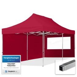 Gazebo Pieghevole Giardino 3x6m - 2 laterali Alluminio Telo PES300 100% Impermeabile Padiglione Mercati Sagre rosso características