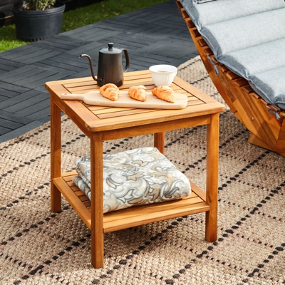 Deuba Tavolino Washington in legno di acacia oliato interno esterno 45x45x45cm giardino terrazzo patio balcone