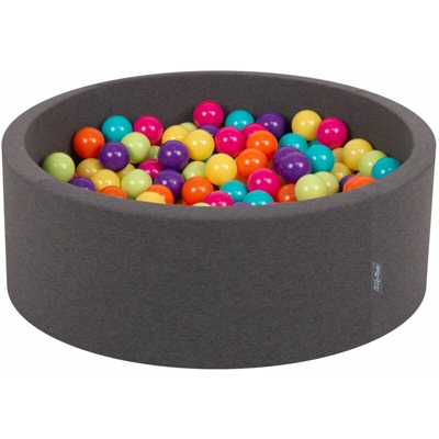 90X30cm/300 Palline ? 7CM Piscina Di Palline Colorate Per Bambini Tondo Fabbricato In EU, Grigio:Verdech/Gialo/Turches/Arancion/Rosasc/Viola