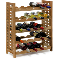 Portabottiglie di Vino, Cantinetta in Noce, 5 Scaffali, per 25 Bottiglie, HxLxP: 73x63x25 cm, Legno Naturale precio