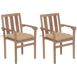 vidaXL Sedie da Giardino 2 pz con Cuscini Beige in Teak Massello - Beige precio