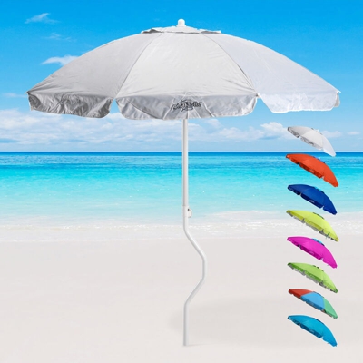 Ombrellone mare 200 Cm Protezione uv spiaggia pesca Ermes | Bianco - Silver - Girafacile