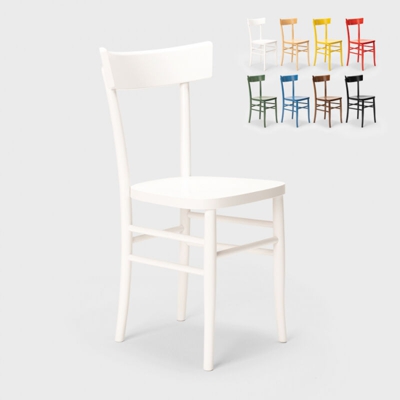Sedia in legno classica rustica per sala da pranzo cucina bar ristorante Milano | Bianco