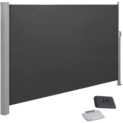 Tenda Laterale 160 x 350 cm (A x L), Tenda Avvolgibile per Balcone e Terrazzo, Protezione Privacy, Frangivista, Parasole, Separatore, Grigio