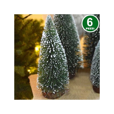 Set 6 Alberelli Innevati Mini Albero Di Natale 23Cm Decorazioni Addobbi Natalizi