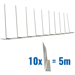 Pestsystems - 5 metri Dissuasori di picchi anti-piccione V2A-Titan con base di acciaio inossidabile -1-striscia di Picchi antipiccione la soluzione características