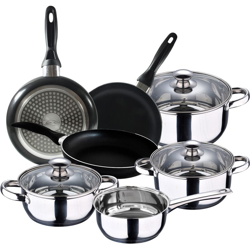 Cucina - Batteria 7 pezzi Faro e Set 3 padelle Ø16/Ø20/Ø24 cm, alluminio pressato, antiaderente, induzione - San Ignacio en oferta