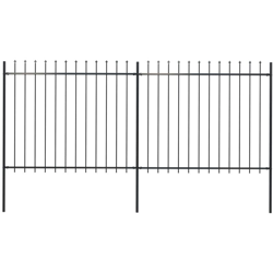 Recinzione Giardino con Punta a Lancia in Acciaio 3,4x1,5 m Nera - Nero - Youthup precio