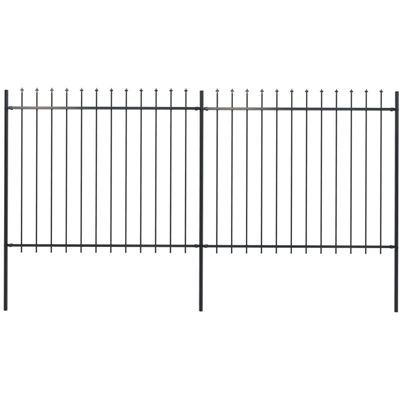 Recinzione Giardino con Punta a Lancia in Acciaio 3,4x1,5 m Nera - Nero - Youthup