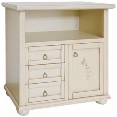Mobile Porta Tv In Legno Shabby Chic Avorio Patinato Decorato