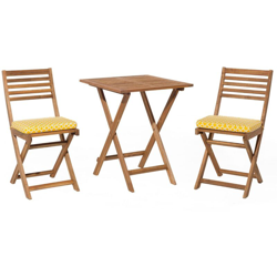 Set da giardino in legno marrone cuscini gialli FIJI características