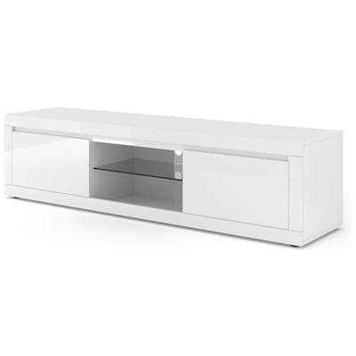 Como Bianco V - Tv Lowboard 180 Cm, Mobile Tv Tavolo Bianco Laccato Lucido