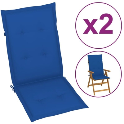vidaXL Cuscini per Sedie da Giardino 2 pz Blu Reale 120x50x4 cm - Blu