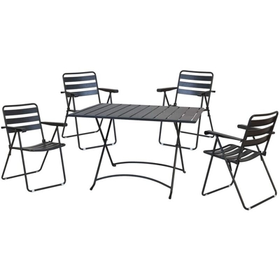 Set pranzo da giardino 4 posti con tavolo e sedie pieghevoli salvaspazio
