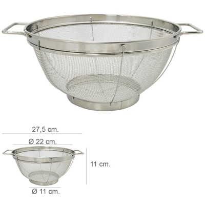 Scolapiatti in acciaio inossidabile con maniglie Ø 22 cm.