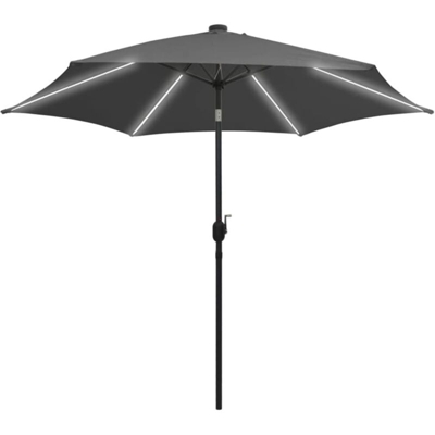 Ombrellone con Luci a LED e Palo in Alluminio 300 cm Antracite - Antracite - Vidaxl