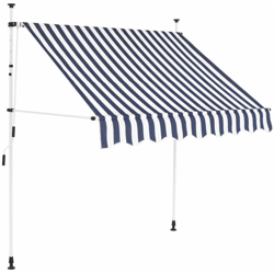 Tenda da Sole Retrattile Manuale 150 cm a Strisce Blu e Bianche en oferta
