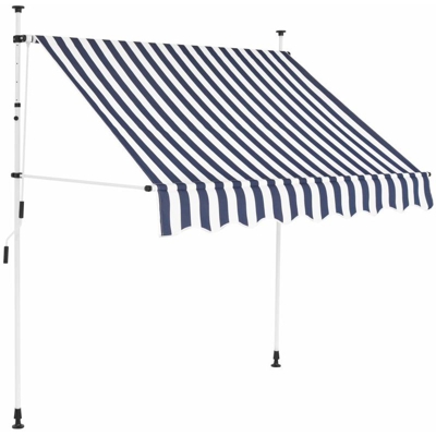 Tenda da Sole Retrattile Manuale 150 cm a Strisce Blu e Bianche