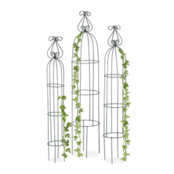 Set da 3 Sostegni per Piante Rampicanti, Rotondi, da Terra, per Aiuole, per Piante da Vaso, Varie Altezze, Verde Scuro precio