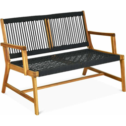 Costway - Panchina per Cortile, Panca con Struttura in Legno di Acacia, Panchina da Esterno con Bracciolo, per Balcone Piscina Portico, Capacità di características