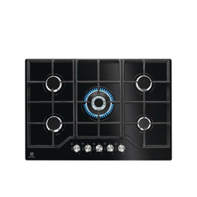 Electrolux EGG7536K - Piano Cottura Gas on Glass, Tripla Corona, Cristallo Nero, 75 cm