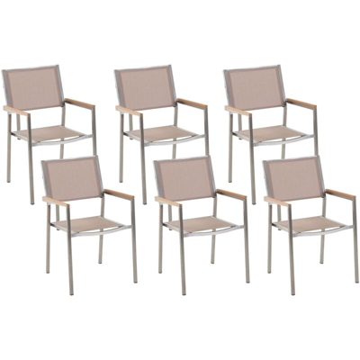 Beliani - Sedie da giardino beige in acciaio inossidabile set di 6 pz GROSSETO