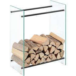 [en.casa] - Legnaia Decorativa per Interno 60 x 80 x 35 cm Deposito per Legna da Ardere Portalegna in Vetro con Aste di Supporto in Acciaio características