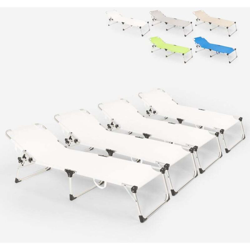 Set 4 lettini spiaggia mare giardino pieghevoli in alluminio Seychelles | Bianco características