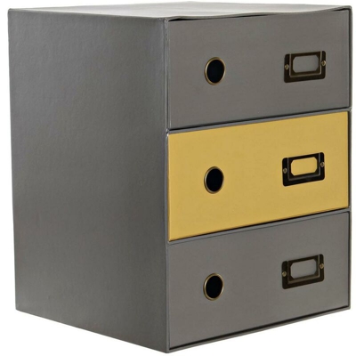 Contenitore per Sistemare Multiuso DKD Home Decor Grigio Metallo Ocra (28.5 x 28 x 36 cm)