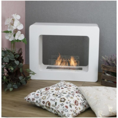 Camino Bioetanolo Bifacciale Bianco Design Decorativo Cornice con Vetro Etanolo