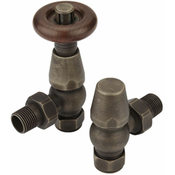 Hudson Reed - Paio di Valvole Tradizionali Termostatiche a Squadra per Radiatore e Scaldasalviette Finitura Bronzata en oferta