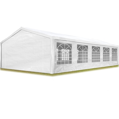 Tendone per Feste Gazebo 5x10 m bianco PE 180g/m² Impermeabile Protezione UV Tenda Giardino Sagre Eventi Mercati Esterno