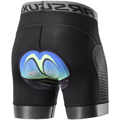 Pantaloncini intimo da ciclismo da uomo 5D imbottiti in gel Quick Dry MTB Pantaloncini da ciclismo da bicicletta,modello: XXL nero - Arsuxeo